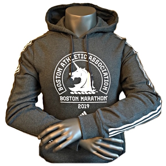 adidas Other - Adidas Boston Marathon Logo Hoodie Grey Small